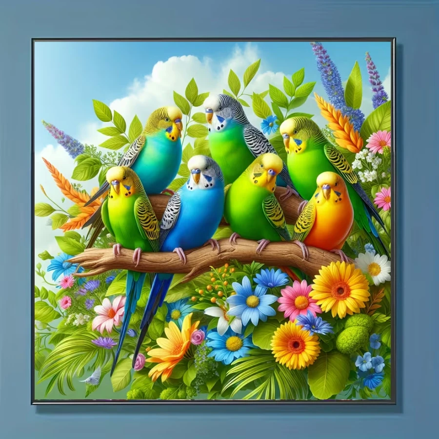 1件装新款鸟类主题钻石画套装，5D圆形水晶钻石马赛克DIY工艺品，适合制作手工礼物，装饰客厅、卧室，热销产品，父亲节、母亲节、婚礼、五一劳动节、复活节、圣诞节、情人节等节日适用，无框