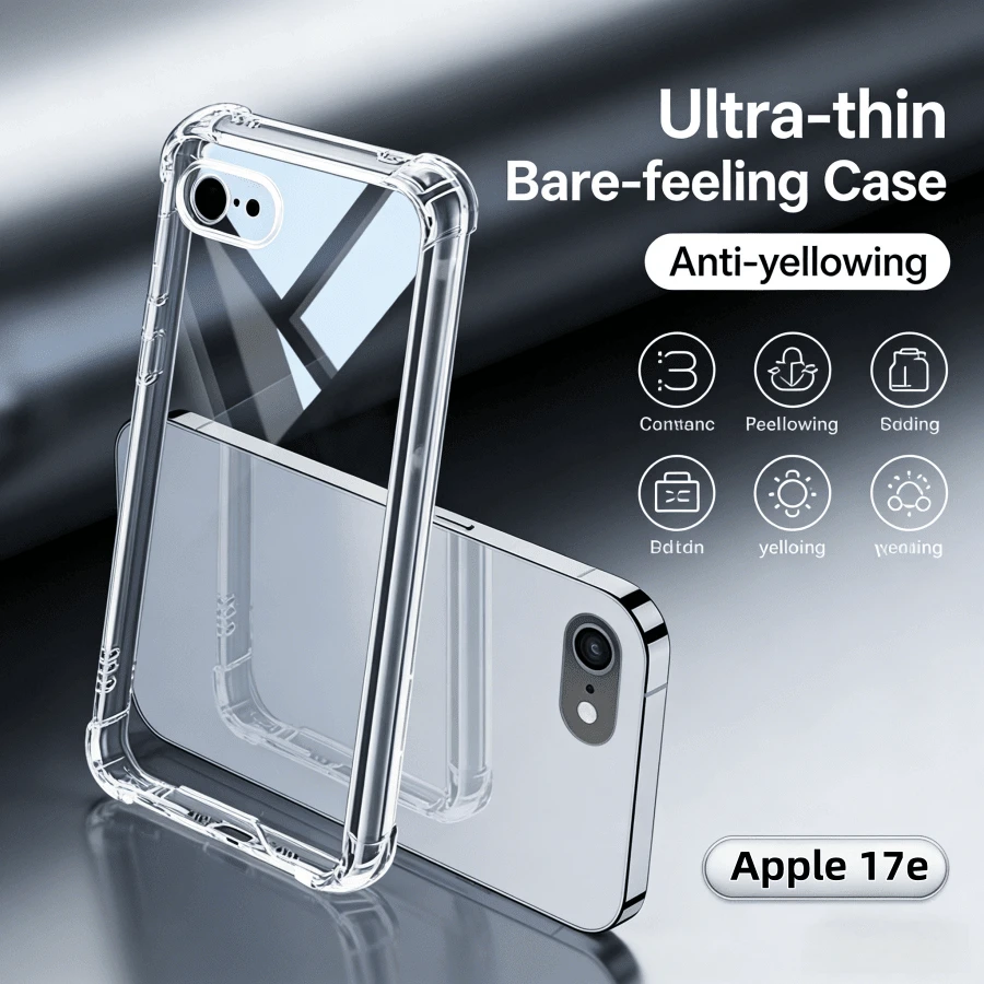 1 pieza Funda de teléfono 3D tipo gelatina, a prueba de golpes, compatible con iPhone 17e, 17 Pro Max, 17 Pro, 17, 16 Pro Max, 16 Pro, 15 Pro Max, 15 Pro, 15, 16. Funda de teléfono de unicolor, funda de teléfono minimalista, funda de teléfono con protección contra caídas de grado militar, funda de teléfono transparente, saludable y sin formaldehído, amigable con la piel y resistente a los arañazos, inodoro. - transparente - Ver 1