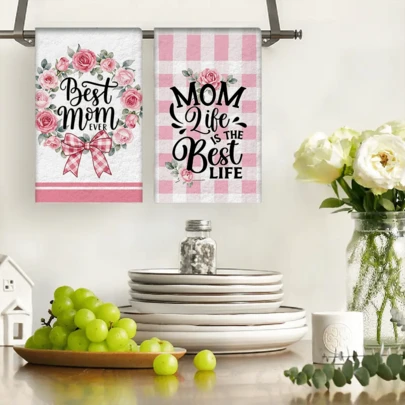 2/4/48pcs Kitchen Dishcloths, Floral Wreath & Plaid Bow Pattern, Retro Red Truck & Plaid Heart Decor, Soft Durable Highly Absorbent, Multi-Purpose Highly Absorbent Kitchen Cleaning Towels