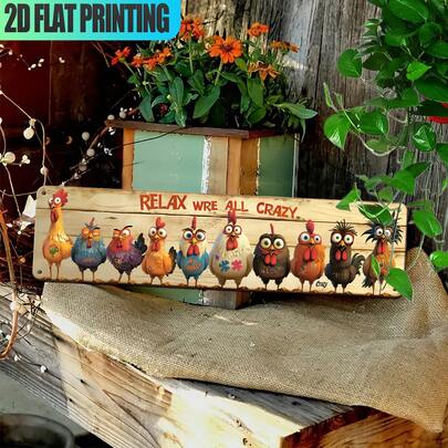 Eternal Message, Charming Vintage "Relax, We're All Mad Here" Metal Sign - Perfect For Home, Garden, Bar Or Farmhouse Decor, Durable And Rust-Resistant, Easy To Hang, 40x10cm - Ideal Holiday Gift, Perfect Room Decor