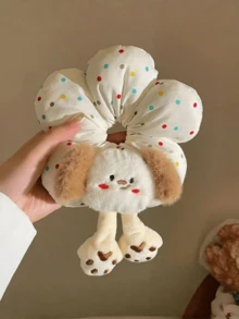 Cute Button Rabbit, Polka Dot, Sponge Flower Hair Scrunchies, Large Coil Scrunchies, Girl's Bun Holder Hair Ties, Hair Accessories Ponytail Holders Hair Elastics Hair Rubber Bands Hair Rope Elastic Hair Tie - Multicolor - View 7