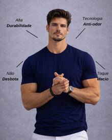 Tech Modal T-Shirt 92% Elastane 8% Modal Plain Anti-Odor Shirt For Men - Navy Blue - View 2