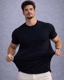 Tech Modal T-Shirt 92% Elastane 8% Modal Plain Anti-Odor Shirt For Men - Black - View 4