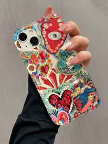 1个带气囊、眼睛、爱心、玫瑰图案的个性化极简全包覆TPU防震手机壳,兼容 17、16、15、14、13、12、11 Pro Max、Air,兼容三星系列,国际版,非国内版 - 彩色 - 查看 3