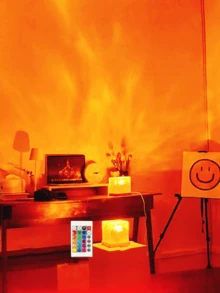 Luminária de Ambiente Aurora Onda d'Água (1 unidade), 16 Cores de Iluminação, Controle por Toque e Remoto, Cria um Ambiente Romântico e Aconchegante, Luz Noturna RGB, Ideal para Casa, Quarto e Festas, Luminária de Ambiente para Quarto | Efeito Aurora dos Sonhos - Multicolorido - Ver 4