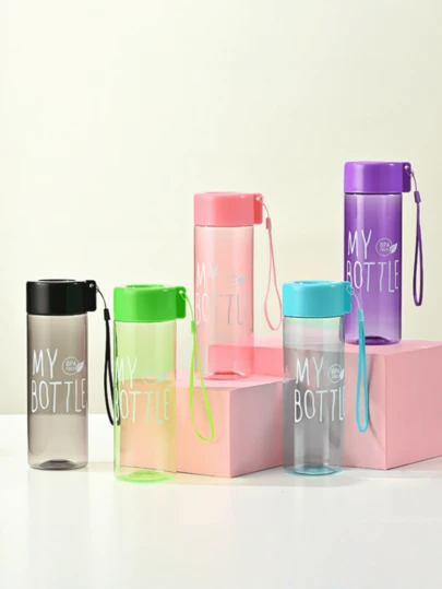 1pc, 500ml Summer Minimalist Plastic Cup, Large Capacity Transparent Travel Mug, Outdoor Portable Sports Water Bottle