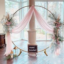 1个白色圆形背景架,圆形婚礼气球拱门框架套装,多种尺寸可选,适用于婚礼、情人节、周年纪念、生日派对、毕业照装饰和摄影背景(仅含圆形框架) - 金色 - 查看 2