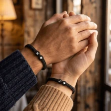 1条26字母可调节编织情侣手链，适合女性、少女，可作为毕业礼物、生日礼物、珠宝礼物或母亲节礼物。 - 黑色 - 查看 5