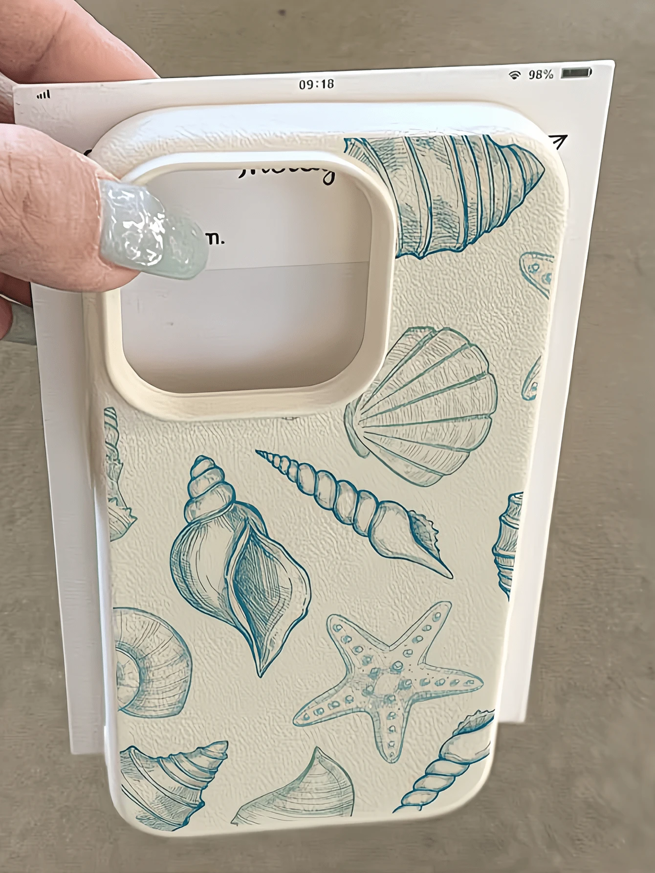 贝壳图案1件装白色贝壳和蓝色绳子海星简约全包覆TPU防震手机壳，兼容 17、16、15、14、13、12、11 Pro Max、Air及系列，国际版，非国内版 - 彩色 - 查看 1