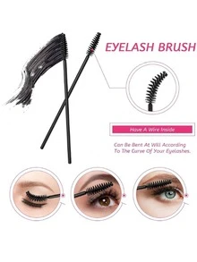 251pcs Makeup Brush Set, Includes 1 Plastic Storage Box, Hair Clips, Eyeliner Brush, Mascara Wand And Lip Brush - Black - View 3