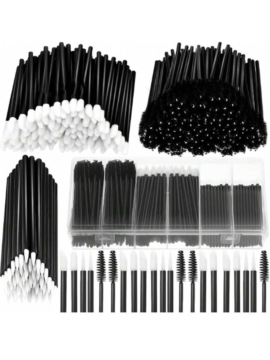 251pcs Makeup Brush Set, Includes 1 Plastic Storage Box, Hair Clips, Eyeliner Brush, Mascara Wand And Lip Brush - Black - View 1