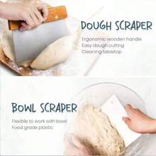 9英寸圆形藤编发酵篮套装，包含带布衬的藤编面包篮、面团刮刀、面团打蛋器、面包刀以及其他面包烘焙工具。藤编发酵篮+工具套装，适用于家庭自制酸面包发酵。 - 杏色 - 查看 3