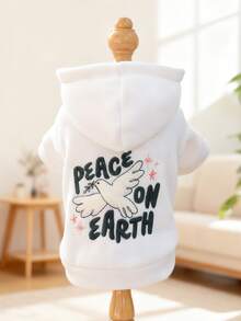 1pc Pet Clothes, Cute Hoodie Sweatshirt For Small Dogs & Cats - Peace Dove Sweatshirt - White - View 4