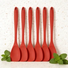 2/4/6 Pack Silicone Spoon Spatula, Flexible Seamless Kitchen Utensil For Mixing Stirring Cooking Scraping Baking, Non-Stick Cookware , Dishwasher (Blue/Orange/Red/Pink/Green) - View 14