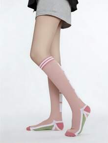 1 par de calcetines de compresión deportivos para saltar a la cuerda, de tubo largo, color rosa, nuevos para primavera, para yoga y fitness - Multicolor - Ver 7