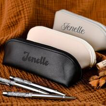 Custom Faux Leather And Metal Zipper Pencil Case - Multicolor - View 4