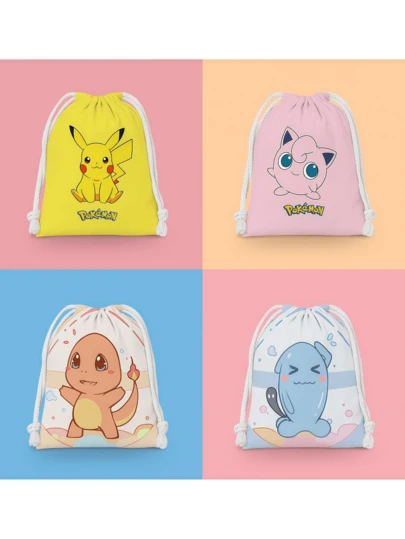 pokemon Bolsa con cordón, bolsa de almacenamiento pequeña con dibujos animados, bolsa organizadora para estudiantes, bolsa de cosméticos, bolsa de aseo portátil