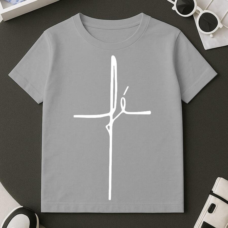 Printed T-Shirt With Faith Text, 100% Premium Cotton Men's, Sizes 2 To GG - 灰色 - View 1