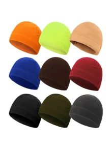 1pc Autumn And Winter Outdoor Fleece Hat, Shake Grain Fleece For Cold Insulation, Electric Bike Riding, Windproof Running, Sports, And Thick Fleece Hat - Multicolor - View 7