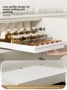 Tủ đựng đồ bằng thép trượt dễ dàng - Có thể mở rộng, cố định bằng keo nano, tiết kiệm không gian, có thể điều chỉnh, bền, dễ lắp đặt, thích hợp làm kệ đựng thực phẩm trong nhà bếp và phòng khách (có ray trượt) - trắng - Xem 16