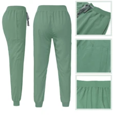 Women's V-Neck Scrub Set, Stretchy Nurse Uniform With Jogger Pants & Multi-Pockets, Short Sleeve, Breathable & Lightweight For Hospital, Spa, Beauty Salon - Dusty Blue - View 10