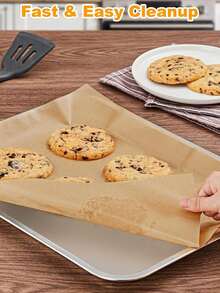 [Quantity Options] Unbleached Parchment Paper Baking Sheets, Heat Resistant & Non-Stick Material, Suitable For Oven, Grill, Air Fryer, Steamer, Baking, Roasting, Air Frying, Steaming Bread, Cupcakes, Etc. Designed For 8x12 Inch Baking Trays - Multicolor - View 3
