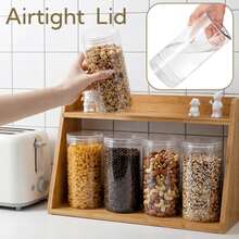 2pcs Transparent Plastic Jars With Lids, 26oz (Approx. 780ml) Round Candy Storage Jars, Mason Jars, High PET Jars, Wide Mouth Food Storage Containers, Suitable For Dry Food, Spices, Nuts, Pasta - View 2