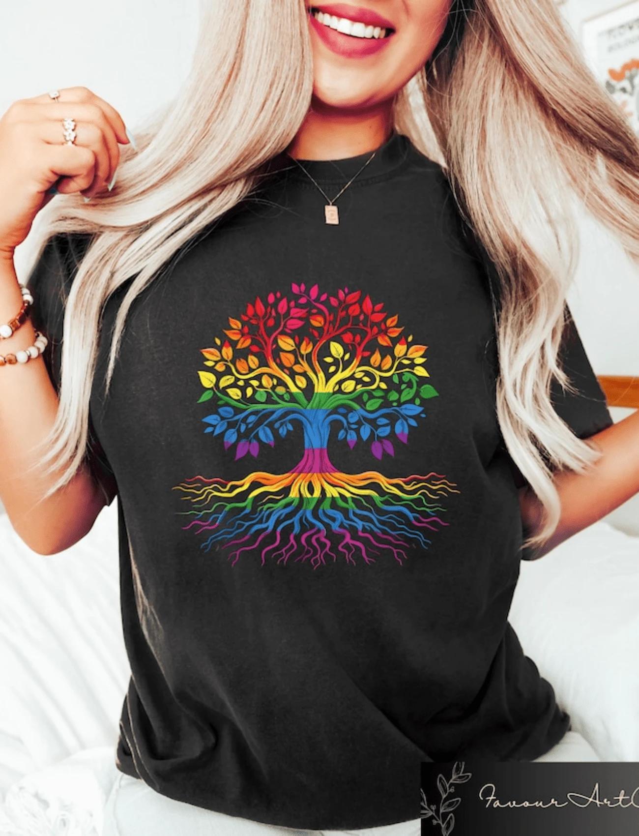 Retro Comfort LGBTQ Shirt, Pride Tree Of Life T-Shirt, Queer Pride Crewneck, Pride Month Gift, Social Justice Tee, Equal Rights Crewneck - Black - View 1