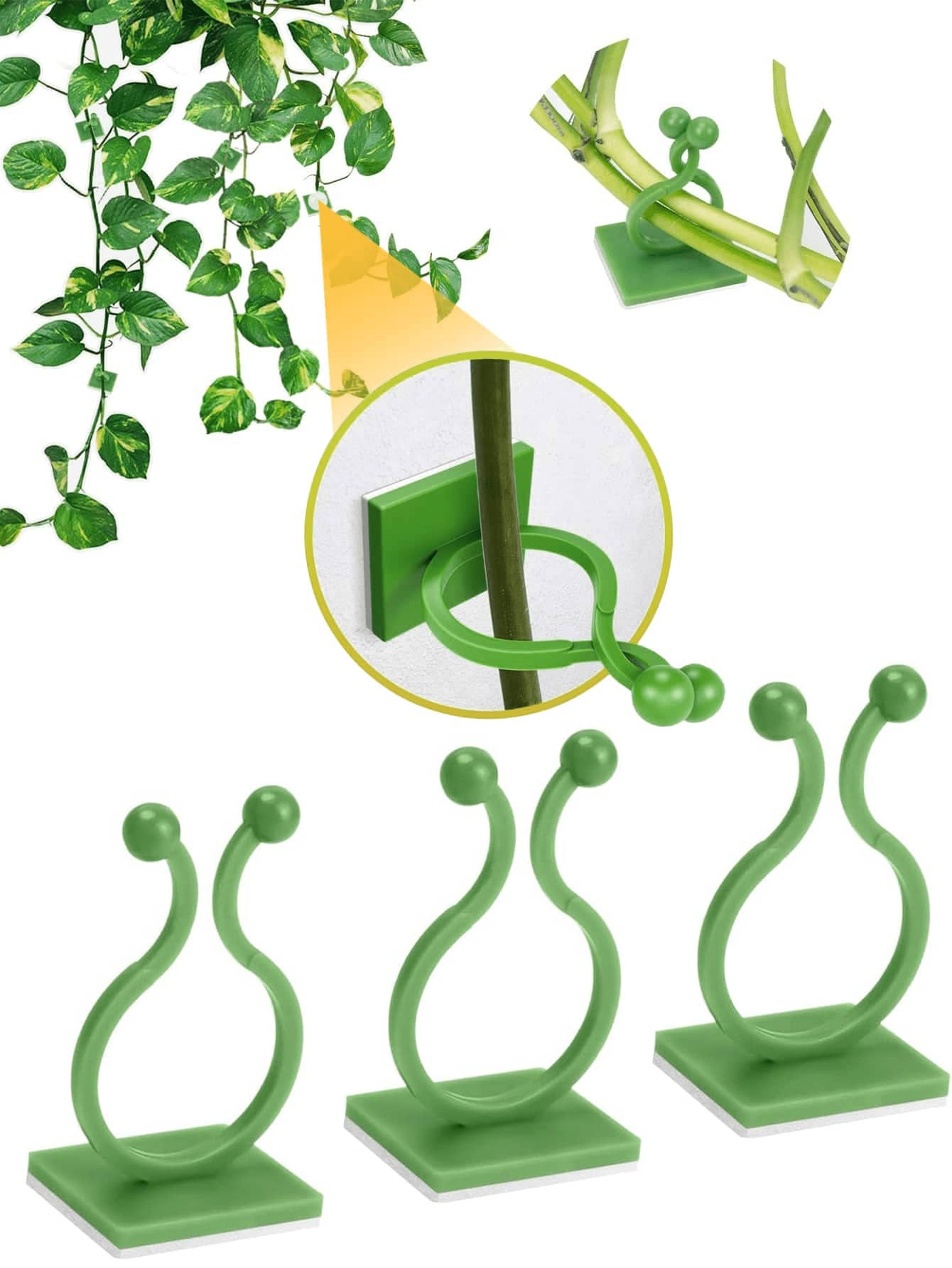 50pcs PP Plant Support Clips - Invisible Wall Vine Fixation Device, Suitable For Climbing Plants Garden Trellis (Slight Color Difference)