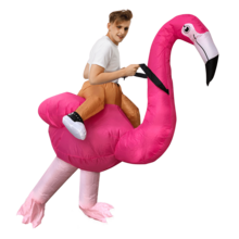 Adult Flamingo Riding Inflatable Suit, 3D Standing Cartoon Suit, Party Dance Photo, Funny Props - Multicolor - View 5