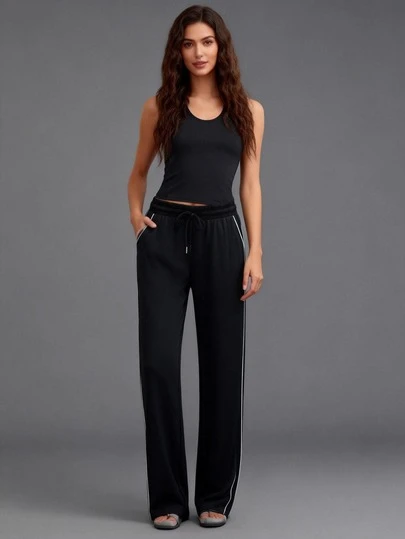 新款女士户外休闲运动裤，直筒纯色长裤，夏季