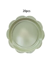 10pcs/20pcs/30pcsSage Green Flower Shaped Paper Plates - 2 Size (9inch/7inch) Disposable Dinner Plates For Birthday Party Baby-Shower Wedding Bridal Shower Boho Party Tableware Decorations Men Women - Mouse Green - View 9