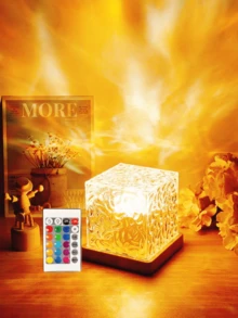 1个水波纹北极光氛围灯，16种灯光颜色，触摸和遥控操作，营造浪漫温馨的氛围，RGB氛围夜灯，情人节装饰，房间装饰，卧室装饰，礼物 - 彩色 - 查看 2