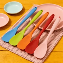 2/4/6 Pack Silicone Spoon Spatula, Flexible Seamless Kitchen Utensil For Mixing Stirring Cooking Scraping Baking, Non-Stick Cookware , Dishwasher (Blue/Orange/Red/Pink/Green) - View 2