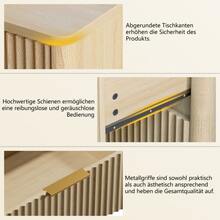 Classic Bedside Table With Three Spacious Drawers – Unique Grooved Design, High-Quality Metal Handles And Silent Drawer Slides – Sturdy Legs – Oak - Khaki - View 6