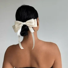 Bowknot Hair Clip With Satin Ribbon, Korean Elegant Gentle Elegant High-End Style - Multicolor - View 1