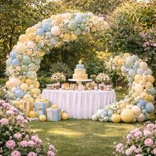 Blue Yellow Balloon Kit Balloon Party Sand Decoration + Ribbon - Multicolor - Ver 4