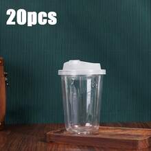 20 Count 16oz Disposable Thickened PET Coffee Cups, Heat-Resistant, Leak-Proof, Flip-To-Drink Design, The Preferred Choice For Coffee Enthusiasts - White - View 9