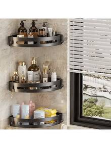 1/2/3 Pcs Bathroom Storage Rack, Bathroom Organizer, Indoor Shower Rack, Shampoo Wall Mount Rack, Space-Saving Triangular Corner Shelf, Bathroom Triangular Shelf, Drill-Free Wall Mounted Shower Caddy, Shower Basket, Large Capacity, Kitchen Bathroom Storage Box, Floating Bathroom Kitchen Shelf, Space-Saving, Easy Installation - Multicolor 2 - View 10