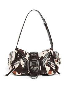 Sac à bandoulière de motard de conception de niche, sac bandoulière imprimé léopard, sac à bandoulière de style de rue pour les déplacements quotidiens, polyvalent - blanc marron - Voir 1