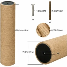 2pcs Sisal Rope Columns, Cat Tree Replacement Posts, DIY Material For Sisal Rope Cat Scratching Post - Yellow - View 2