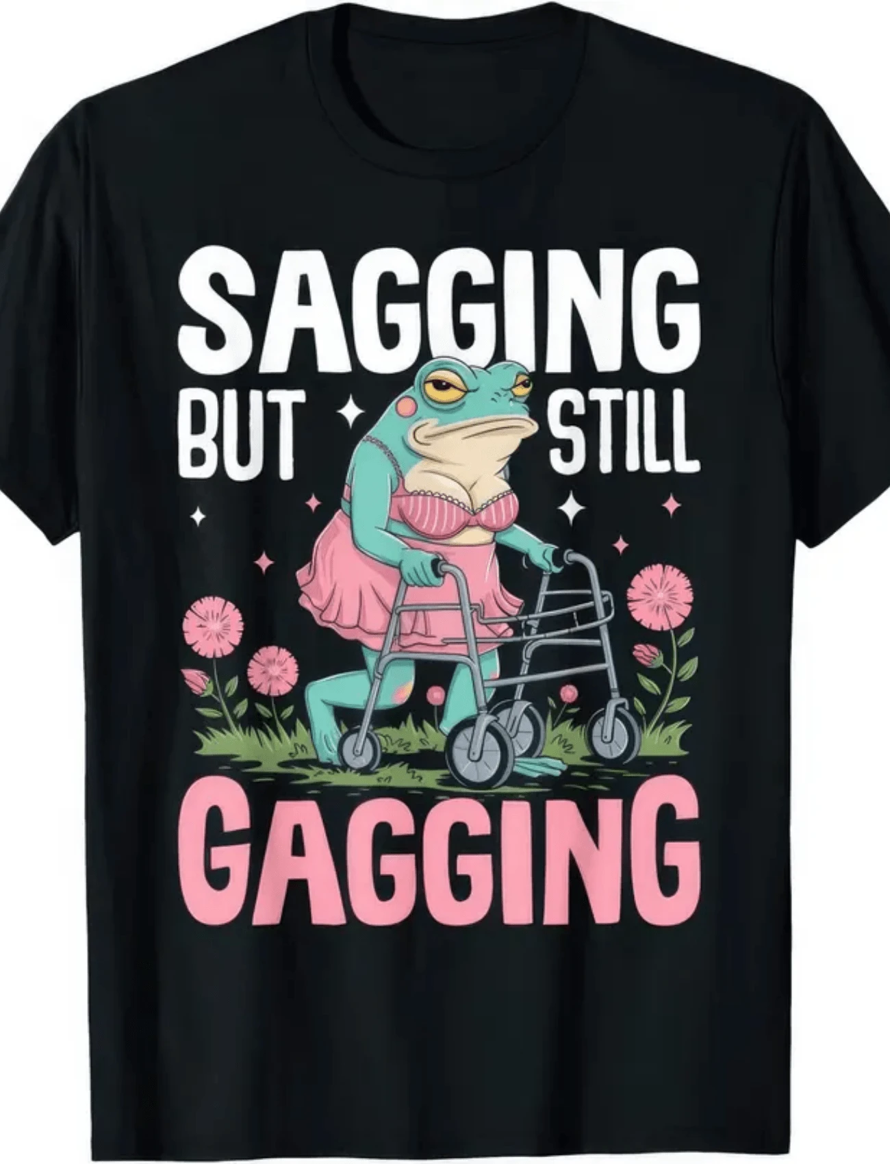 Camiseta con chiste gracioso: "Caído pero aún así provocativo" - Negro - Ver 1