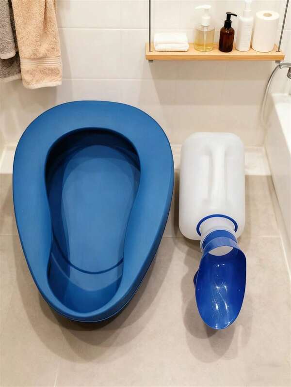 2pcs Set With Lid Bedpan And Commode Pot, Portable, Unisex, Bedridden Elderly Use, Car, Outdoor And Camping Emergency Bedpan, Thickened Durable Bedpan