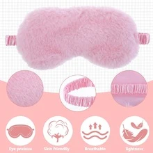 2pcs Soft Sleep Eye Mask, Plush Eye Mask With Satin Lining, Suitable For Women & Men Travel Nap, Pink And White Sleep Mask - Pink + White - View 3