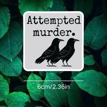 Attempted Grey Background Crow Black Humor Self-Deprecating Sticker, Cute Healing Dog Pill Bottle Box Bottle Dog Vinyl Sticker - Matte Surface, Self-Adhesive Bumper Sticker, Suitable For Cars, Windows, Laptops, Trucks, Water Bottles - Multi-Purpose Design, Car Sticker - Vinyl - View 5