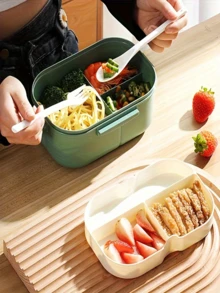 [Leak-Proof Lunch Box] 33.81oz Leak-Proof Lunch Box - Microwave , Popular Choice For Meal Prep And Healthy Meals, Comes With Matching Utensils - Multicolor - View 8