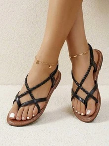 planare Sandálias rasteiras pretas femininas, minimalistas e versáteis, perfeitas para praia, férias, festas, encontros, viagens e casamentos, ideais para uso interno e externo. - Preto - Ver 3