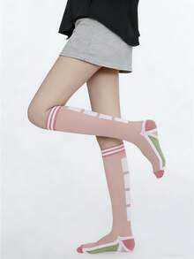 1 par de calcetines de compresión deportivos para saltar a la cuerda, de tubo largo, color rosa, nuevos para primavera, para yoga y fitness - Multicolor - Ver 6