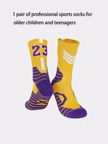1 par de calcetines deportivos atléticos de alto rendimiento para jóvenes y adolescentes, con acolchado de rizo grueso, ideales para deportes al aire libre como baloncesto, fútbol, rugby y hockey - Multicolor - Ver 10