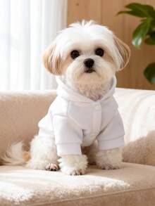 1pc Pet Clothes, Cute Hoodie Sweatshirt For Small Dogs & Cats - Peace Dove Sweatshirt - White - View 2